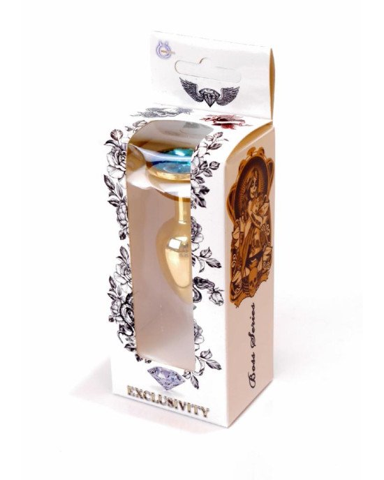 Анальна пробка - Jewellery Gold Plug Light Blue Анальна пробка - Jewellery Gold Plug Light Blue