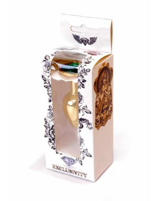 Анальна пробка - Jewellery Gold Plug Green Анальна пробка - Jewellery Gold Plug Green