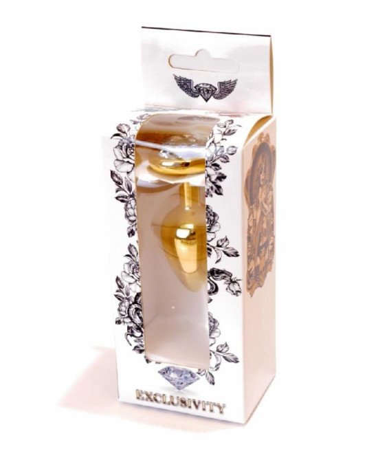 Анальна пробка - Jewellery Gold Heart Plug Clear