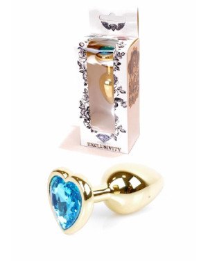 Анальна пробка - Jewellery Gold Heart Plug Light Blue
