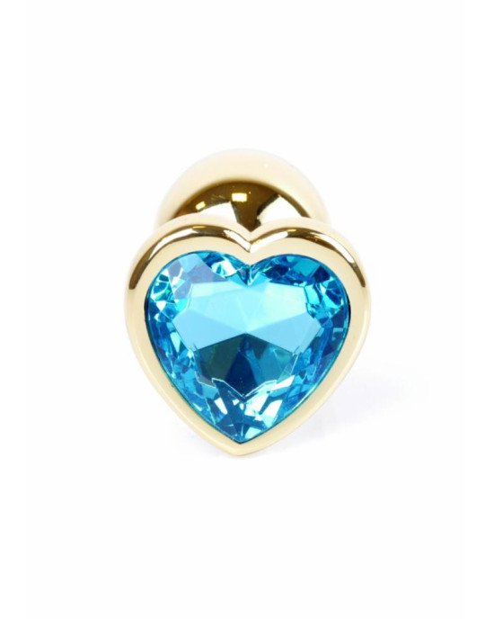 Анальна пробка - Jewellery Gold Heart Plug Light Blue Анальна пробка - Jewellery Gold Heart Plug Light Blue
