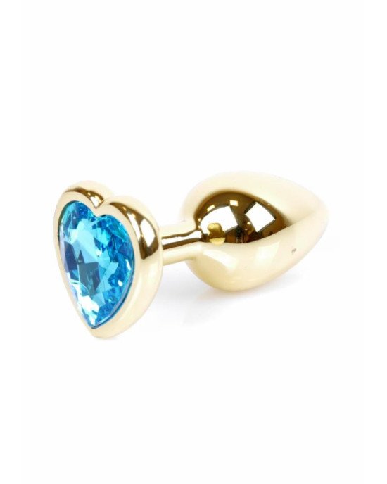 Анальна пробка - Jewellery Gold Heart Plug Light Blue Анальна пробка - Jewellery Gold Heart Plug Light Blue