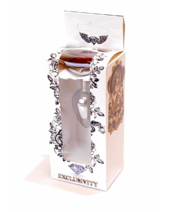 Анальна пробка - Jewellery Silver Heart Plug Red