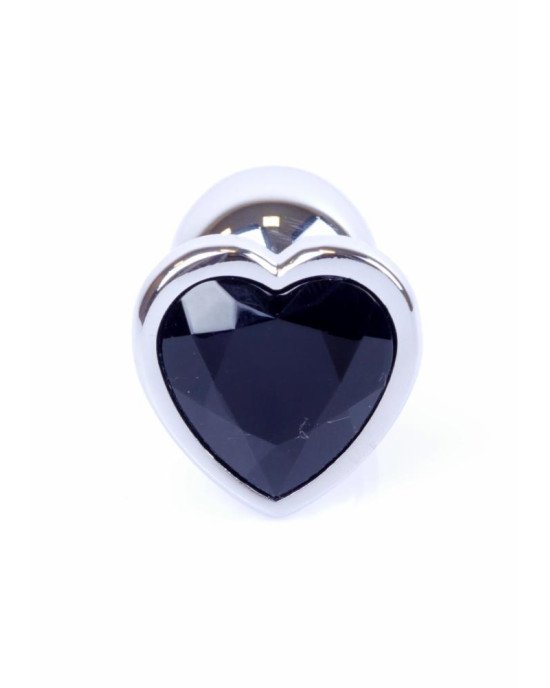 Анальна пробка - Jewellery Silver Heart Plug Black Анальна пробка - Jewellery Silver Heart Plug Black