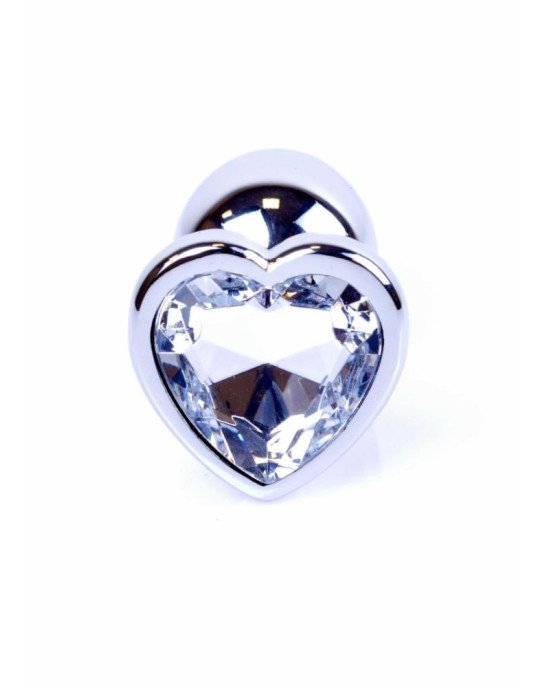 Анальна пробка - Jewellery Silver Heart Plug Clear