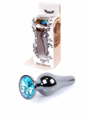 Анальна пробка - Jewellery Dark Silver Butt Plug Light Blue