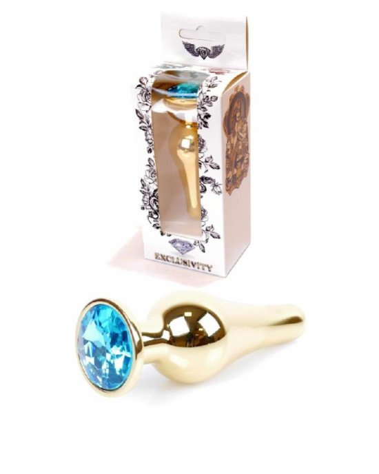 Анальна пробка - Jewellery Gold Butt Plug Light Blue Анальна пробка - Jewellery Gold Butt Plug Light Blue