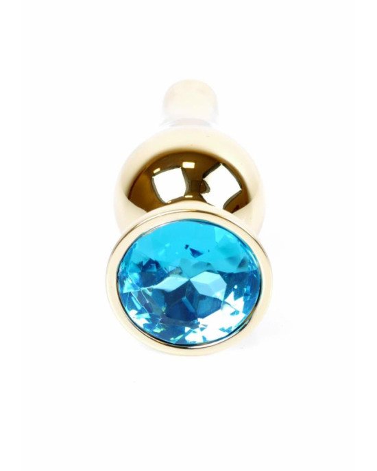 Анальна пробка - Jewellery Gold Butt Plug Light Blue Анальна пробка - Jewellery Gold Butt Plug Light Blue