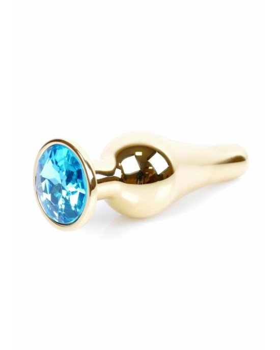 Анальна пробка - Jewellery Gold Butt Plug Light Blue Анальна пробка - Jewellery Gold Butt Plug Light Blue