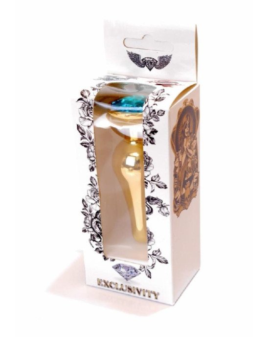 Анальна пробка - Jewellery Gold Butt Plug Light Blue Анальна пробка - Jewellery Gold Butt Plug Light Blue