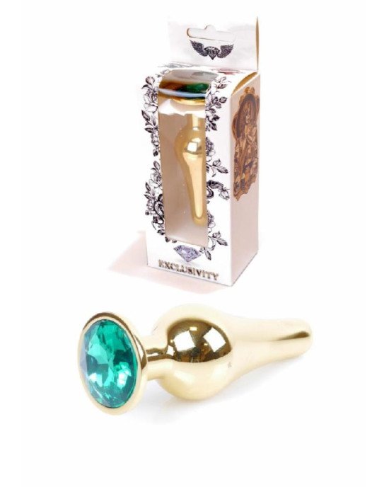 Анальна пробка - Jewellery Gold Butt Plug Green