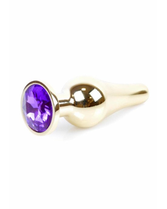 Анальна пробка - Jewellery Gold Butt Plug Purple Анальна пробка - Jewellery Gold Butt Plug Purple