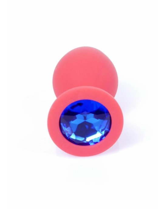 Анальна пробка - Red Silicon Plug Medium Blue Diamond Анальна пробка - Red Silicon Plug Medium Blue Diamond