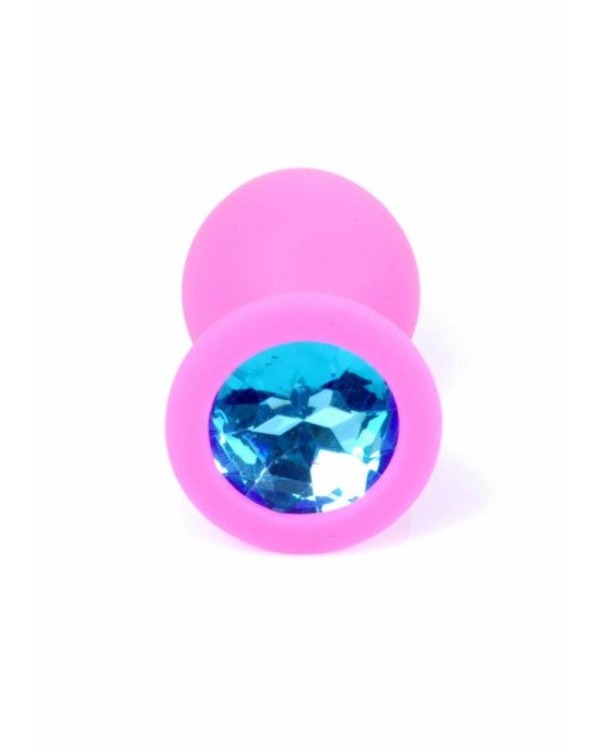 Анальна пробка - Pink Silicon Plug Medium Light Blue Diamond Анальна пробка - Pink Silicon Plug Medium Light Blue Diamond