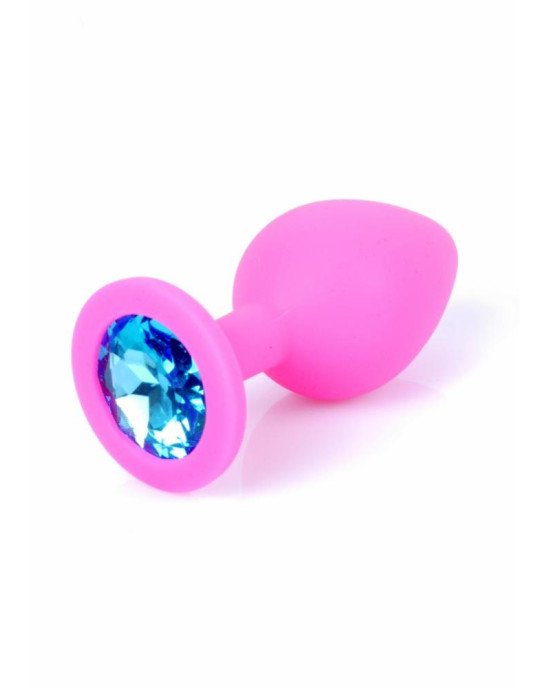Анальна пробка - Pink Silicon Plug Medium Light Blue Diamond Анальна пробка - Pink Silicon Plug Medium Light Blue Diamond
