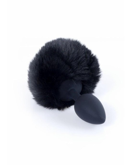 Анальна пробка - Jewellery Silicon Plug  Bunny Tail Black