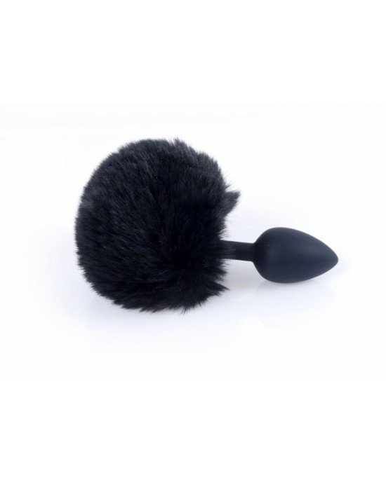 Анальна пробка - Jewellery Silicon Plug  Bunny Tail Black