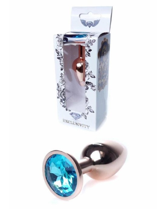 Анальна пробка - Jewellery Red Gold Plug Light Blue Анальна пробка - Jewellery Red Gold Plug Light Blue