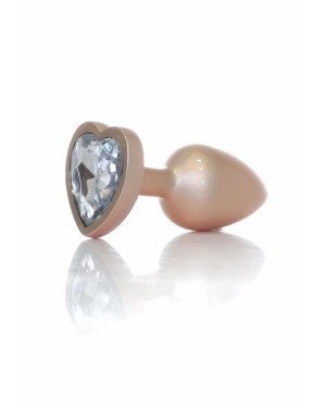 Анальна пробка - Jewellery Pearl Gold Heart Plug Clear S