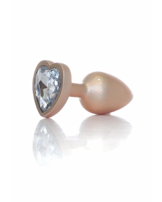 Анальна пробка - Jewellery Pearl Gold Heart Plug Clear S