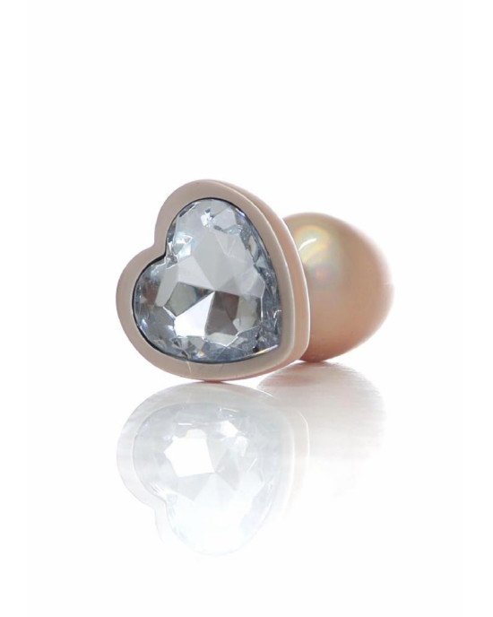 Анальна пробка - Jewellery Pearl Gold Heart Plug Clear S