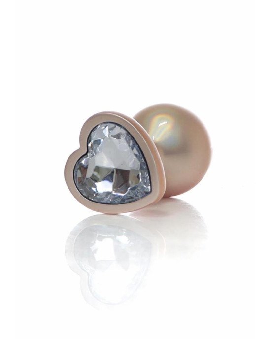 Анальна пробка - Jewellery Pearl Gold Heart Plug Clear M