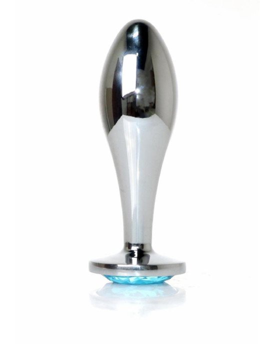 Анальна пробка - Jewellery Silver Plug Light Blue L Анальна пробка - Jewellery Silver Plug Light Blue L