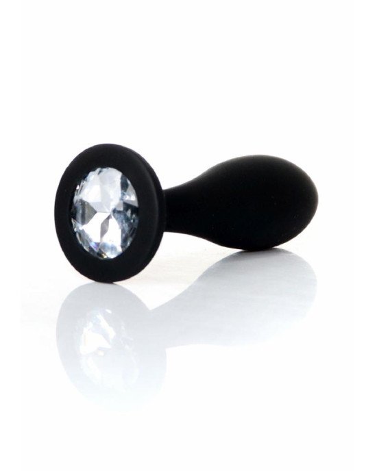 Анальна пробка - Jewellery Silicone Black Plug M Clear
