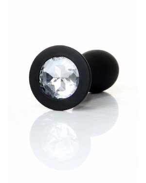 Анальна пробка - Jewellery Silicone Black Plug M Clear
