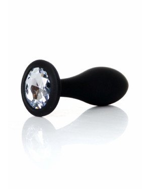 Анальна пробка - Jewellery Silicone Black Plug L Clear
