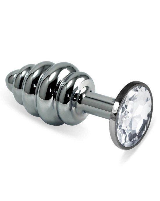 Анальна пробка - Heavy Metal Anal Plug Silver Rosebud Spiral Clear