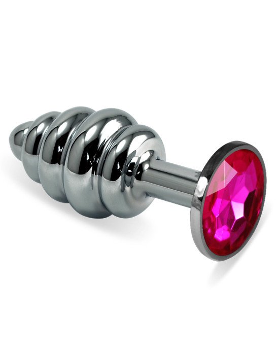 Анальна пробка - Heavy Metal Anal Plug Silver Rosebud Spiral Fuchsia Анальна пробка - Heavy Metal Anal Plug Silver Rosebud Spiral Fuchsia