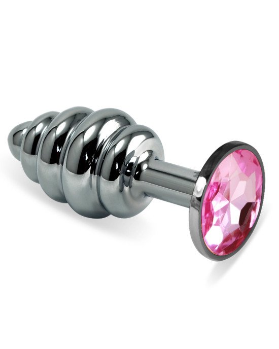 Анальна пробка - Heavy Metal Anal Plug Silver Rosebud Spiral Pink Анальна пробка - Heavy Metal Anal Plug Silver Rosebud Spiral Pink