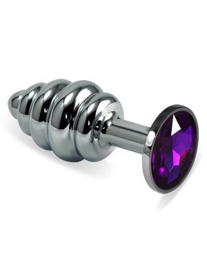 Анальна пробка - Heavy Metal Anal Plug Silver Rosebud Spiral Purple