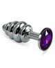 Анальна пробка - Heavy Metal Anal Plug Silver Rosebud Spiral Purple