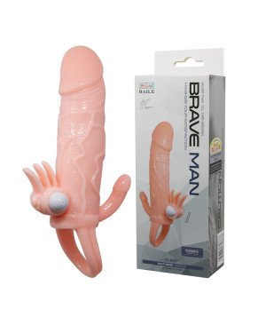 Насадка на член - Brave Man Vibrating Penis Sleeve Flesh
