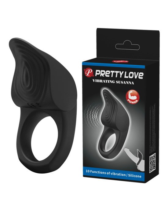 Ерекційне кільце - Pretty Love Vibrating Susanna Cock Ring Black Ерекційне кільце - Pretty Love Vibrating Susanna Cock Ring Black