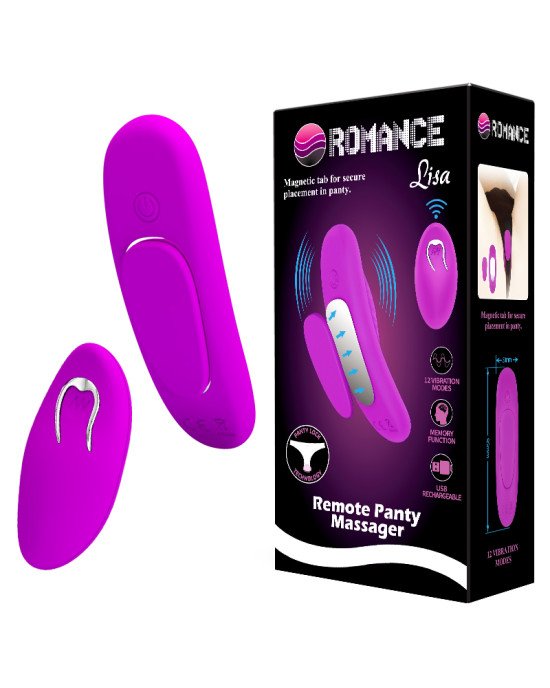 Кліторальний стимулятор - Romance Lisa Remote Panty Massager Purple Кліторальний стимулятор - Romance Lisa Remote Panty Massager Purple