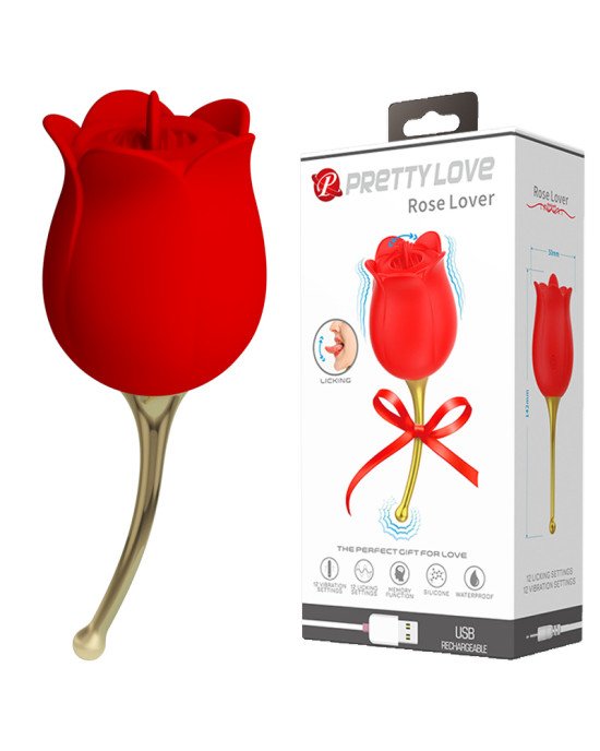 Кліторальний стимулятор - Pretty Love Rose Lover Licking Stimulator Red