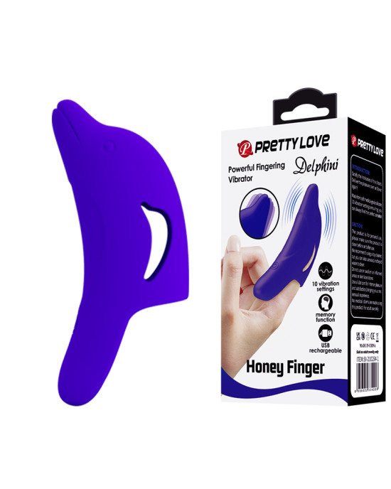 Вібронасадка на палець - Pretty Love Delphini Fingering Vibrator Blue
