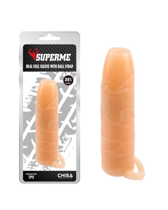 Насадка на член - SuperMe Real Feel Sleeve With Ball Strap Насадка на член - SuperMe Real Feel Sleeve With Ball Strap
