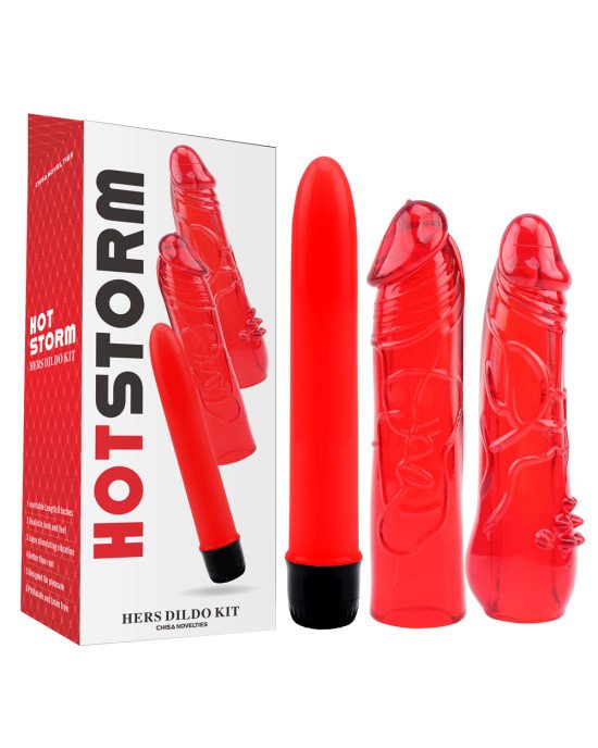 Вібратор з насадками - Hot Storm Hers Dildo Kit Вібратор з насадками - Hot Storm Hers Dildo Kit