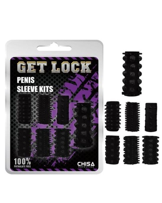 Набір насадок на член - Get Lock Penis Sleeve Kits Black Набір насадок на член - Get Lock Penis Sleeve Kits Black