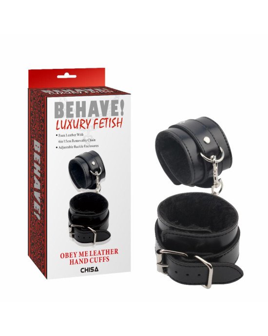 Наручники - Behave! Obey Me Leather Hand Cuffs Наручники - Behave! Obey Me Leather Hand Cuffs