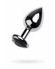 Анальна пробка - Silver anal plug TOYFA Metal with black heart-shaped gem, length 7 cm, diameter 1,8 Анальна пробка - Silver anal plug TOYFA Metal with black heart-shaped gem, length 7 cm, diameter 1,8