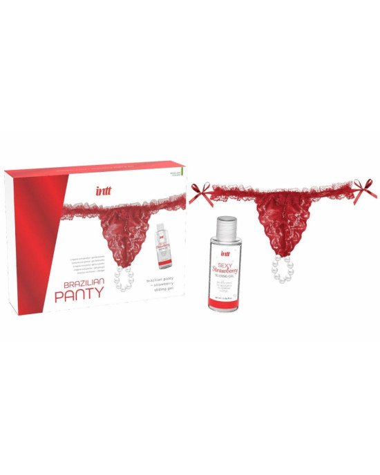 Лубрикант з трусиками - Intt Brazilian Panty Red + Strawbery Gel, 50 мл Лубрикант з трусиками - Intt Brazilian Panty Red + Strawbery Gel, 50 мл
