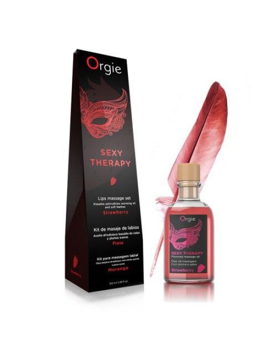 Набір для масажу - Orgie Sexy Therapy Lips Massage Set Strawberry, 100 мл Набір для масажу - Orgie Sexy Therapy Lips Massage Set Strawberry, 100 мл