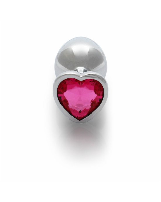 Анальна пробка - Ouch! Metal Butt Plug Medium Silver/Rubellite Pink Анальна пробка - Ouch! Metal Butt Plug Medium Silver/Rubellite Pink