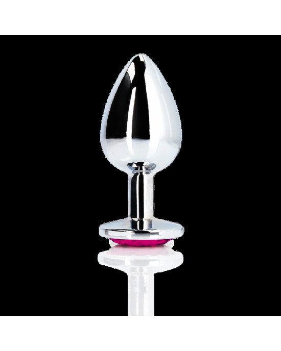 Анальна пробка - Ouch! Metal Butt Plug Medium Silver/Rubellite Pink Анальна пробка - Ouch! Metal Butt Plug Medium Silver/Rubellite Pink