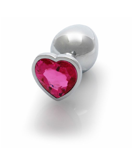 Анальна пробка - Ouch! Metal Butt Plug Medium Silver/Rubellite Pink Анальна пробка - Ouch! Metal Butt Plug Medium Silver/Rubellite Pink